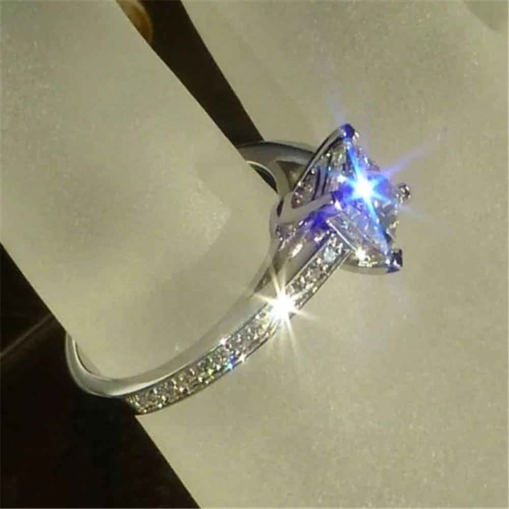 NWT S925 Sterling Silver Princess Cut Ring - Picture 3 of 6